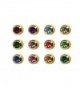 Surgical Steel Gold 4mm Ear Piercing Earrings Studs 12 Pair Mixed Birth Stones - CW11CJTU56V