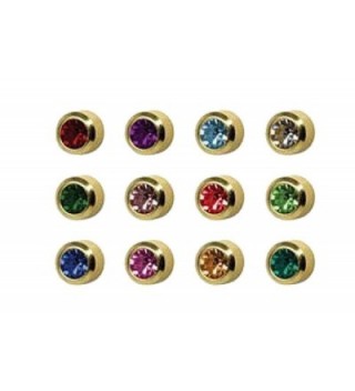 Surgical Steel Gold 4mm Ear Piercing Earrings Studs 12 Pair Mixed Birth Stones - CW11CJTU56V