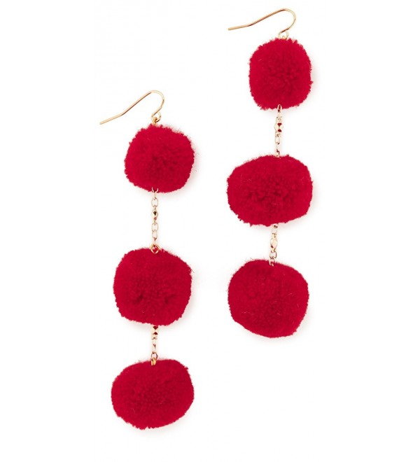 Vanessa Mooney Womens The Dragnet Pom Poms Earrings - Red - CD12ODVY5UH