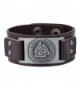 Wicca Jewelry Odin 24 Norse Runes Slavic Amulet Sigil Gothic Cuff Leather Bracelet - Antique Silver-Brown - CY1879SIOAQ