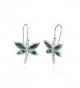 Sterling Silver Abalone or Simulated Turquoise Polished Dragonfly Dangle Earrings - Abalone - C8187QEX5KQ