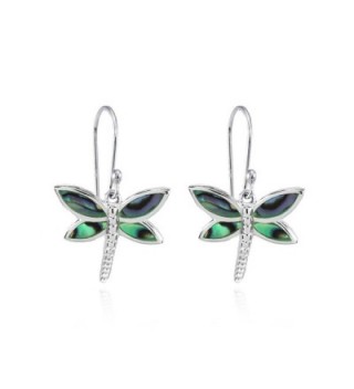 Sterling Abalone Polished Dragonfly Earrings