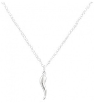925 Italy Sterling Silver Small Italian Horn Pendant with an 18 Inch Link Neclace (I-1222) - C11244WNSMD