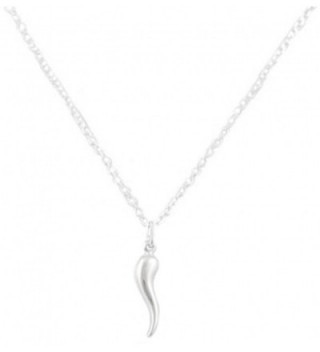925 Italy Sterling Silver Small Italian Horn Pendant with an 18 Inch Link Neclace (I-1222) - C11244WNSMD