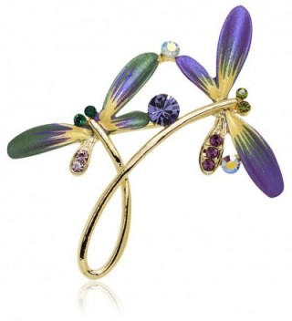 Akianna Hand Painted Swarovski Element Dragonfly Brooch Pin - Purple - CP129F4PMND