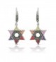 JanKuo Jewelry Rhodium Plated Multicolor Cubic Zirconia Jewish Star of David Marcasite Earrings - C311XLQQQO1