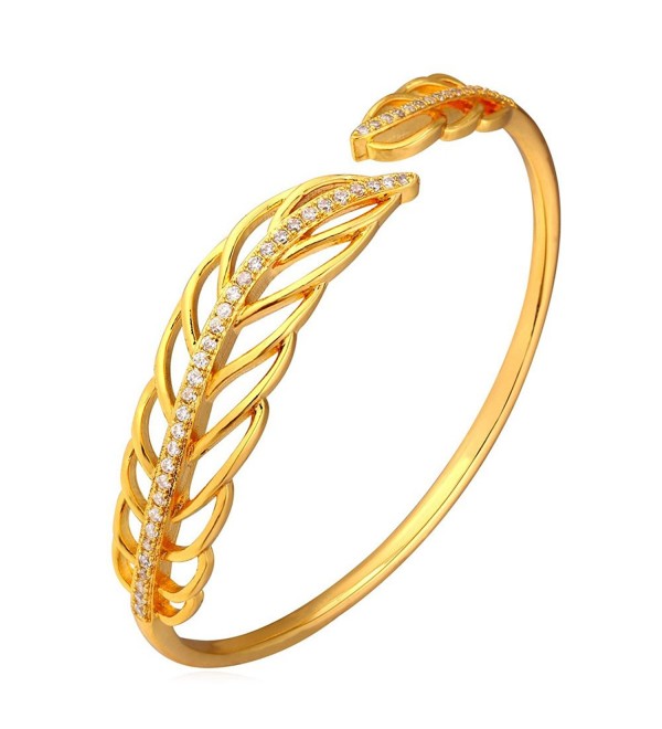 U7 Fashionable Cubic Zirconia 18K Gold Plated Cuff Bracelet Bangle - 18K Gold Plated - CV12B7HIV0H