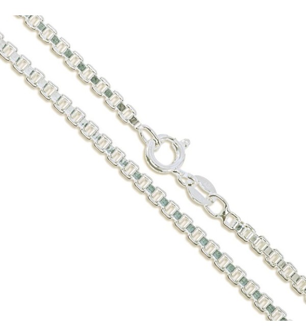 Sterling Silver Box Chain 2.4mm Genuine Solid 925 Italy Classic New Necklace - C611EYZPOKZ