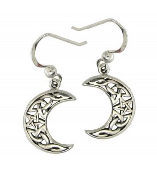 Sterling Silver Celtic Knot Moon and Star Dangle Earrings - CV11KWZG8ZV