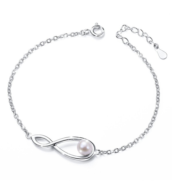 925 Sterling Silver Freshwater Cultured Pearl Adjustable Infinity Bracelet for Women - CJ185SDGM7M