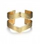 Starshiny Gold Tone Wave Geometric Bracelet Punk Charm Metal Cuff Bangles for Women - Geometric - CW184XWWW8N