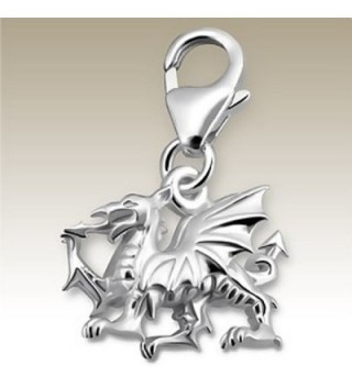 3D Dragon Charm with Lobster Clasp- Sterling Silver 925- for Charms Bracelet- Necklace (E14241) - CU11JY7BG87