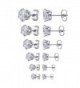 Jstyle Jewelry Women's Stainless Steel Round Clear Cubic Zirconia Stud Earring (6 Pairs) - CB11AKWKUT5