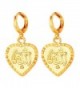 U7 Middle East Arab Muslim Jewelry 18K Gold Plated Allah Heart Drop Earrings - 18K Gold Plated - CV127582HCF