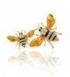 PANGRUI Exquisite Enamel Big and a Small Bumblebee Brooch Pin with Crystal rhinestones - Gold - CC185X30AYR