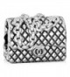 BELLA FASCINI Designer Quilted Chain Purse European Bead Charm Sterling Silver Fits Bracelets - CV128PKNR1R