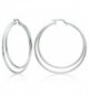 Sterling Silver Diamond-cut Double Row Large 48mm Round Hoop Earrings - Sterling Silver - C912MY2ORHL