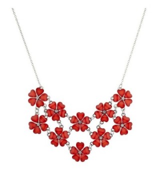 Lux Accessories Multi Color Floral Flower Mini Special Occasion Statement Necklace - Red - C812HL7HP13