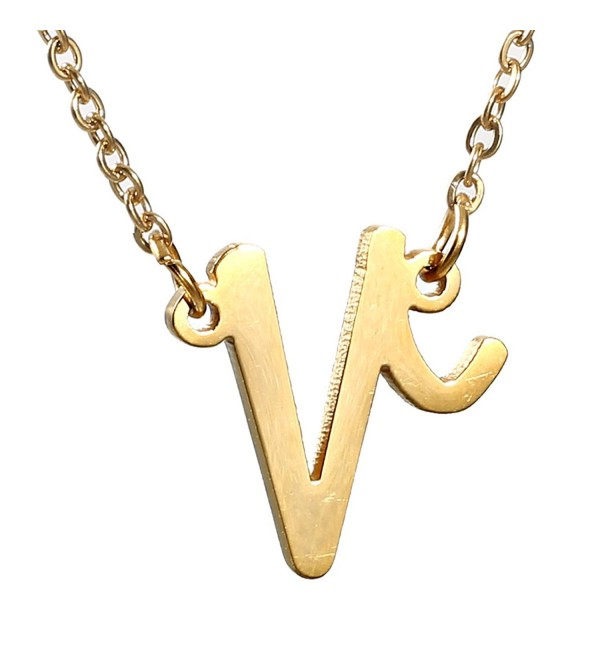Huan Xun Gold Plated Stainless Steel Initial Pendant Necklace Best Friend Jewelry - CW11U57RCWT