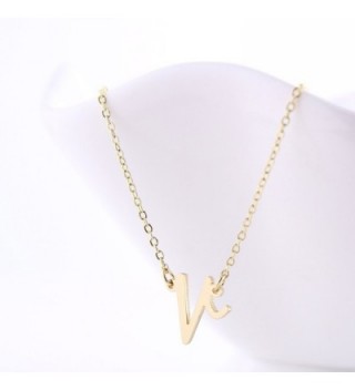 Gold Stainless Initial Pendant Necklace in Women's Choker Necklaces