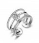 White Gold Plated Three Pieces Wide Ring Band for Women Solitaire Ring Christmas New Year Gifts - CH187HOOQ39