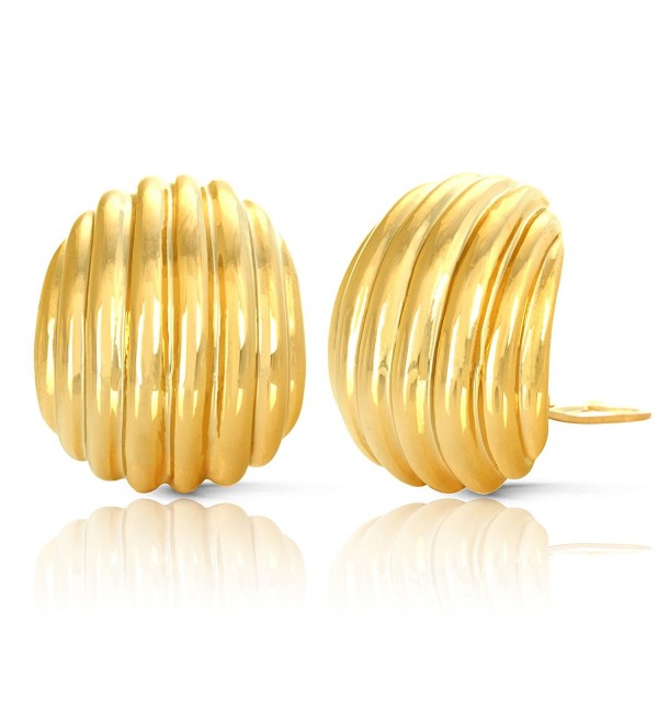 JanKuo Jewelry Gold Plated Shell Textured Clip On Earrings - C611AZCNI21