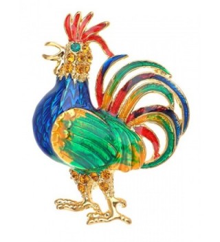 Alilang Golden Tone Light Colored Rhinestones Chicken Rooster Hen Brooch Pin - Muticolor-2 - CD1143SX973
