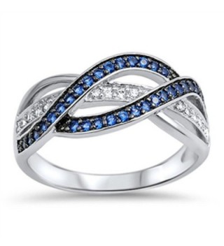 Blue Simulated Sapphire Wide Weave Knot Ring New .925 Sterling Silver Band Sizes 5-12 - CX17AYZ7N2Z