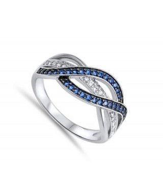 Simulated Sapphire Weave Sterling Silver