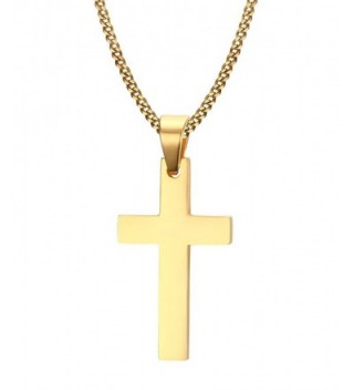 Cross Necklace- Quantum 3mm Stainless Steel Pendant Chain for Men Women - 22 Inch Gold 20x35mm - CR12NABE5TG