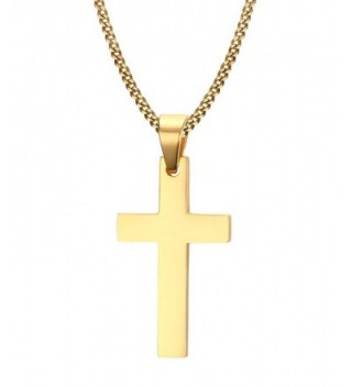 Cross Necklace- Quantum 3mm Stainless Steel Pendant Chain for Men Women - 22 Inch Gold 20x35mm - CR12NABE5TG