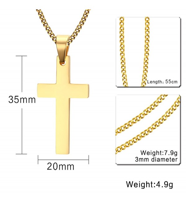 Cross Necklace- 3mm Stainless Steel Pendant Chain for Men Women - 22 ...
