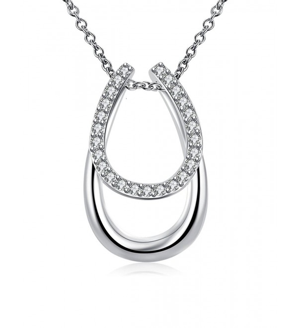 Godyce Horse Shoe Horseshoe Pendant Necklace Sterling Silver Plated for Women Zircon Jewelry - CK12MAKO76N