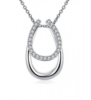Godyce Horse Shoe Horseshoe Pendant Necklace Sterling Silver Plated for Women Zircon Jewelry - CK12MAKO76N