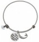 Carly Creation I Love You To The Moon And Back Silver Expandable Charm Bangle Bracelet - C712JQPPXDZ