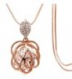 Z-Jeris Fashion Rhinestone Crystal Stuffing Hollow Flower Pendant Long Chain Necklace - Rose Gold - CG12JN1JMEN