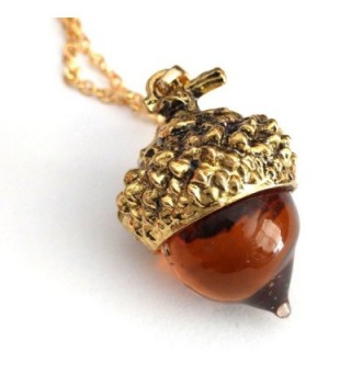 Joji Boutique: Golden Amber Glass Acorn Pendant Necklace - CT184Y7W5G3