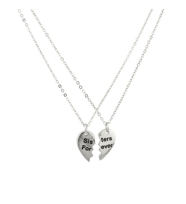 Sisters Forever Broken Heart Big Sis Lil Sis BFF Best Friends Necklace Set. - C111VUAQU8B