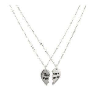 Sisters Forever Broken Heart Big Sis Lil Sis BFF Best Friends Necklace Set. - C111VUAQU8B