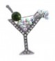cocojewelry Cherry Martini Glass Cocktail Party Brooch Pin Women Fashion Jewelry - Green - CG11Q7X5TQB