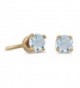 3 mm Petite Round Genuine Aquamarine Stud Earrings in 14k Yellow Gold - C3115FZKNHR