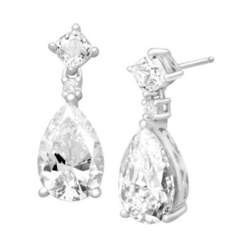 Drop Earrings with Pear-Cut Swarovski Zirconia in Sterling Silver - CG11TAGHRA1