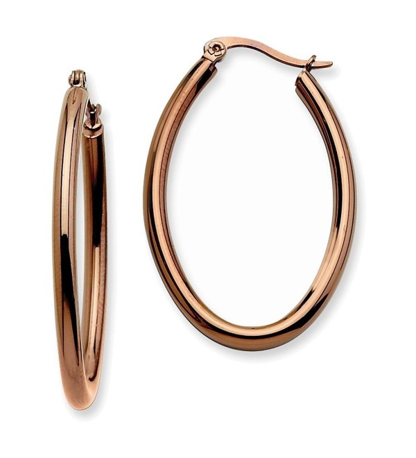 Stainless Steel Brown IP Plated 40mm Oval Hoop Earrings - CP115EY967H