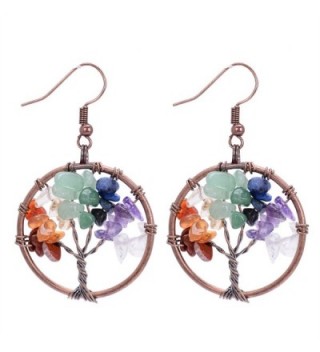 Sedmart Tree of life Drop Amethyst Rose Crystal Earrings Gemstone Chakra Jewelry Best Gifts - A: chakra - CF12N7AUYRZ