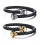 Vnox Stainless Steel Punk Skull Cable Wire Open Cuff Bangle Bracelet for Men Women - CU1859E4D7X
