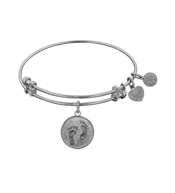 Angelica Collection Non-antique Stipple Finish Brass "barefoot in the Sand" Expandable Bangle - White - CF11JRW8MR7