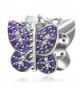 Butterfly Charm with Purple CZ 925 Sterling Silver Animal Charm for European Charms Bracelet - C212NH86SW1