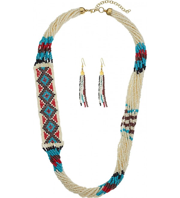 M&F Western Womens Beaded Multi Strand Necklace/Earrings Set - Multi - CY12FVLA9GN