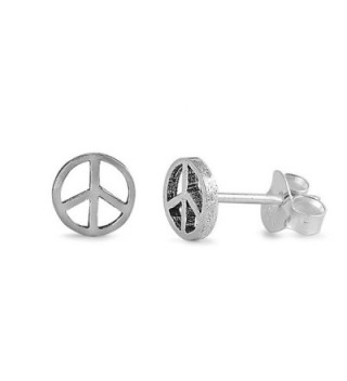 Sterling Silver Peace Sign Stud Earrings - C111DDG8L0V