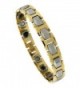 Tungsten Carbide Bracelet Magnetic Therapy- 2-Tone Gold & Gun Metal Faceted Hexagon Links- 1/2 inch wide- - CE115K1I9SL